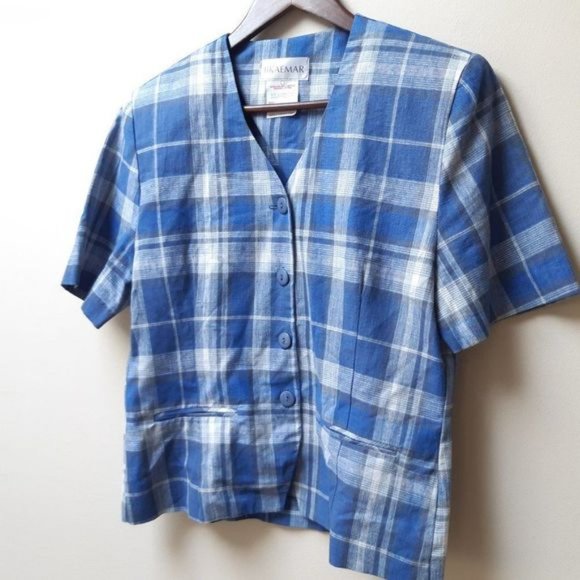 Caslon Blue Stripe Cotton Button Down Shirt Blouse XL - Picture 2 of 7